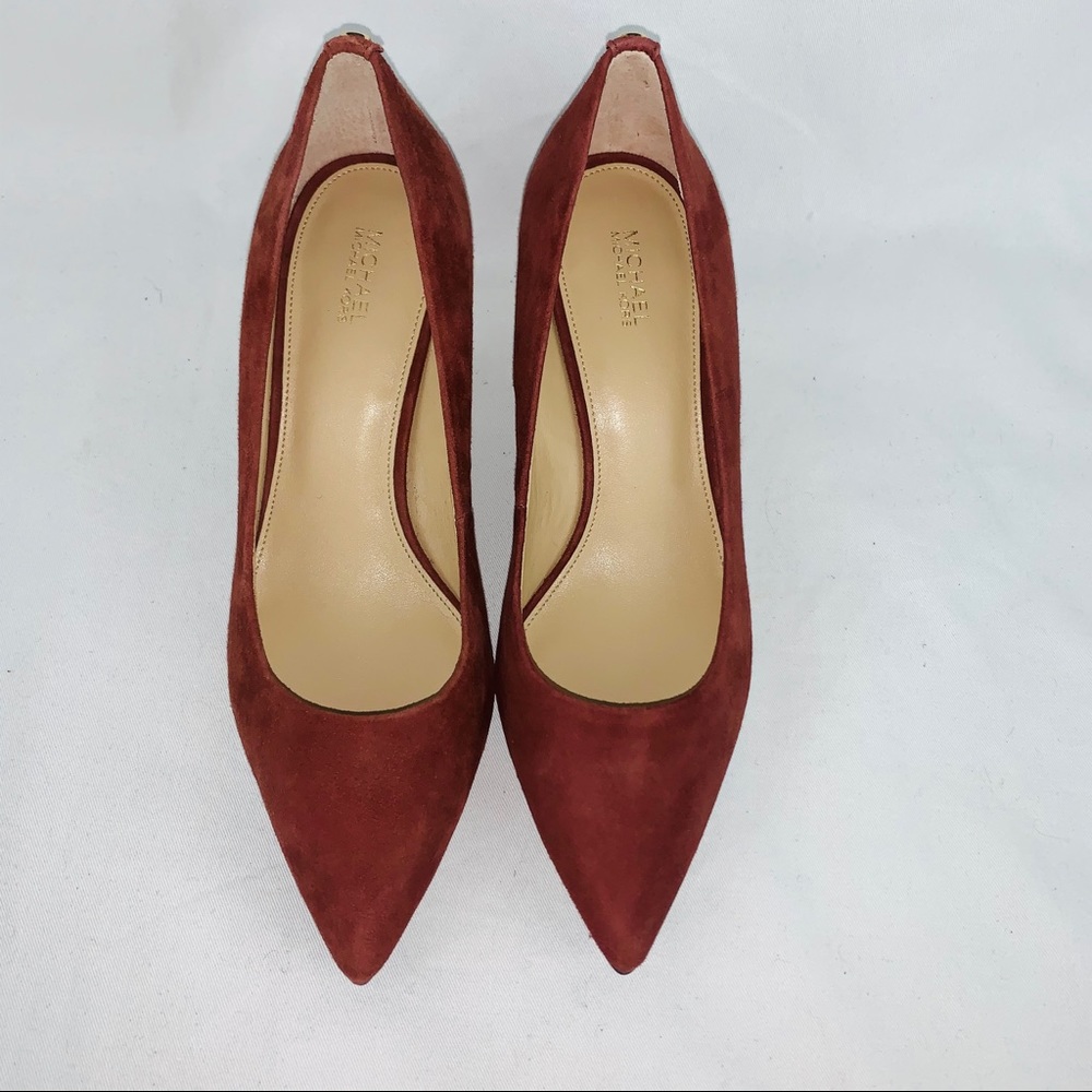 Michael Kors Brick Red Suede Flex Mid Pump
